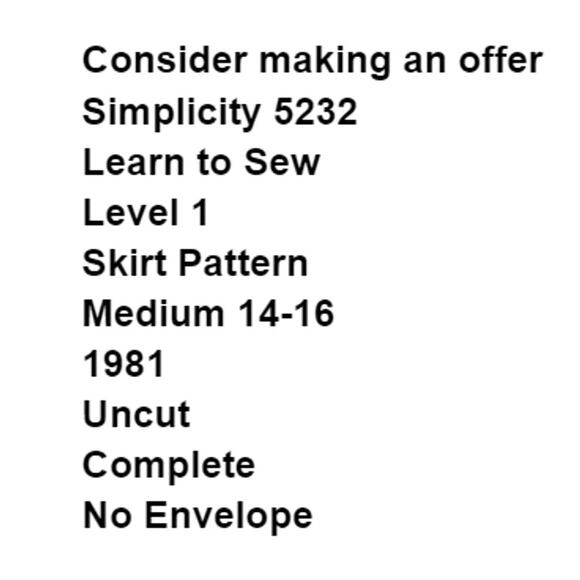 Simplicity 5232 Skirt Pattern 14-16 M Miss Uncut Back Wrap Hook Eye Closure - Picture 3 of 6